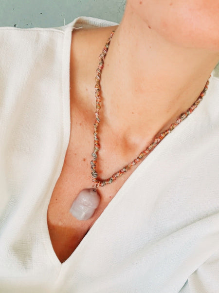 Bodhi rose agate Buddha necklace by Carmen Salvador — view 2