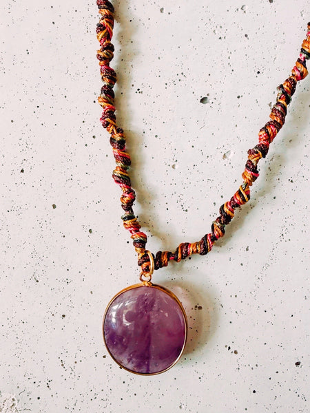 Lilac gold-set amethyst teardrop necklace by Carmen Salvador — view 2